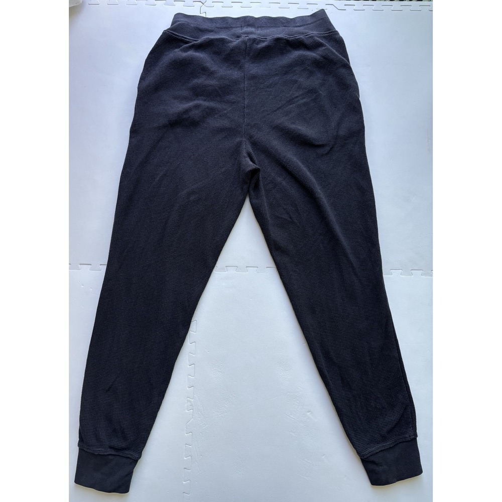 PACT Womens Thermal Pants Joggers Organic Cotton Waffle Knit - Size M Blk - Picture 2 of 8